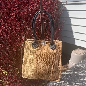 Annabel Ingall Raffia Three Tone Handmade Mini Tote Good Condition